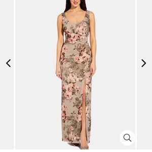Adrianna Papell Floral Pink and Gray Dress